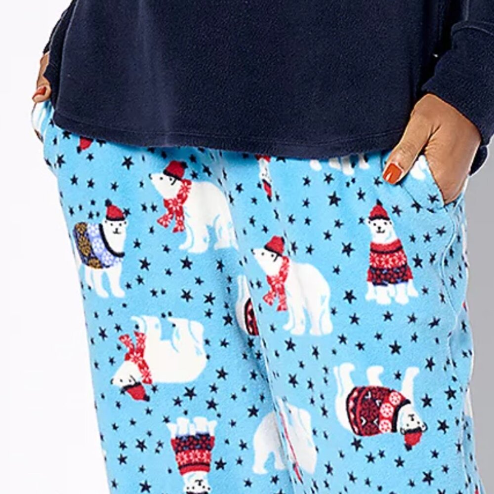 NEW Petite 1X Cuddl Duds Petite Fleecewear with Stretch Pajama Set with pockets